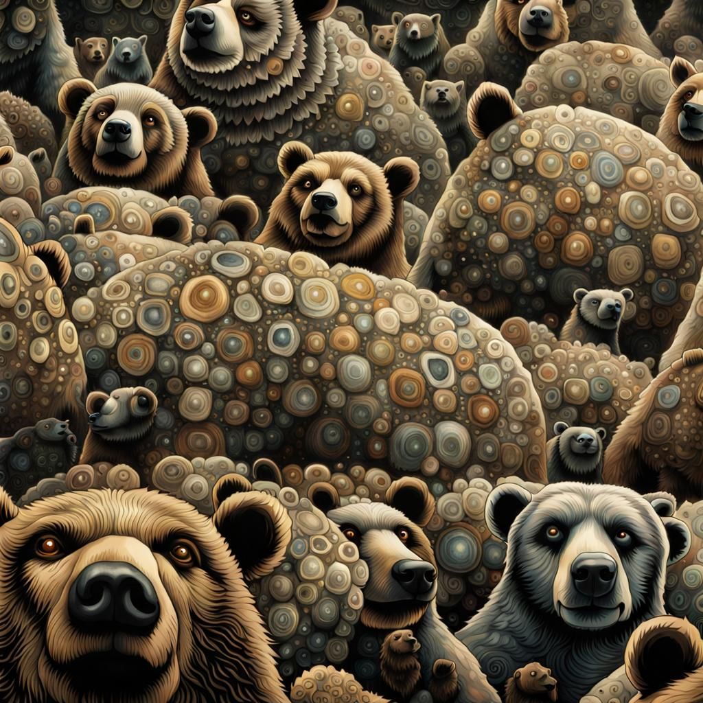 biopunk hippie bears everywhere cosmic surreal horror fantasy 8k