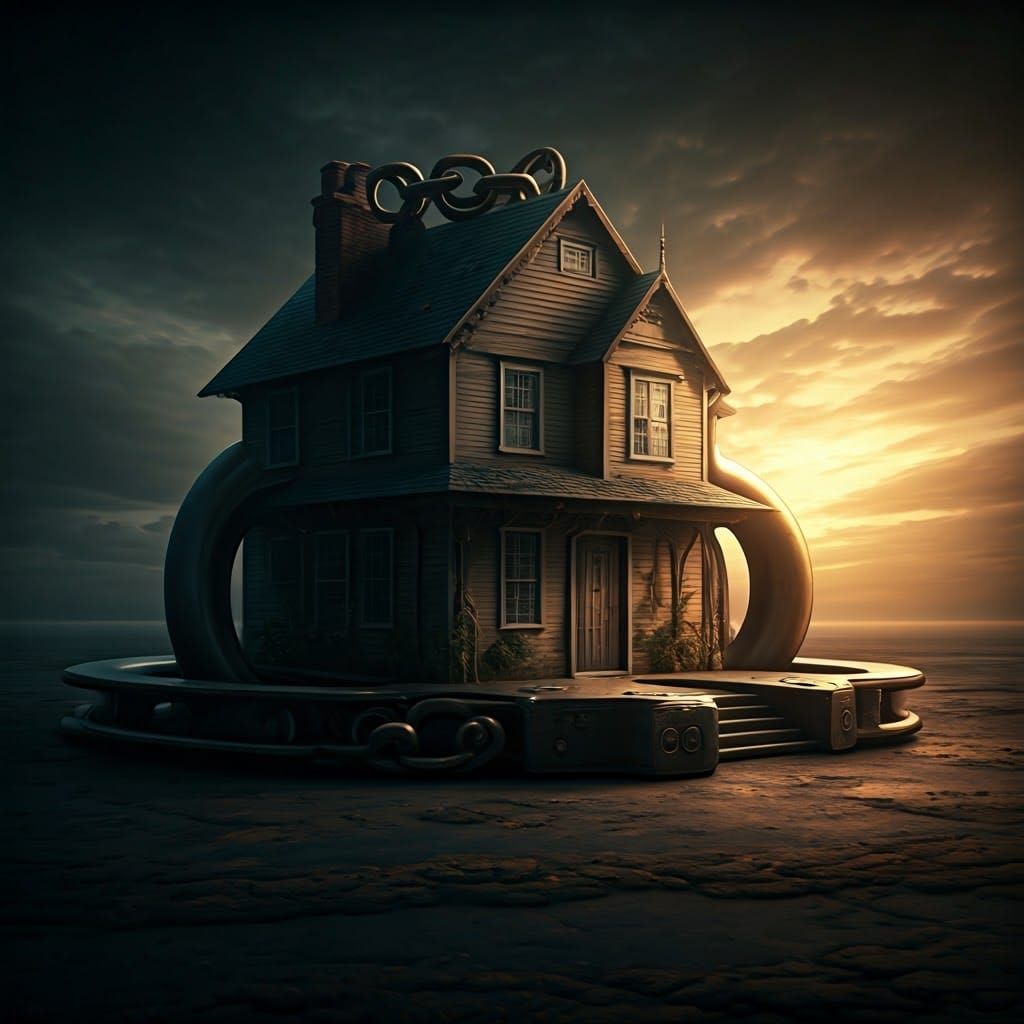Majestic Handcuff House in Dystopian Futuristic Style