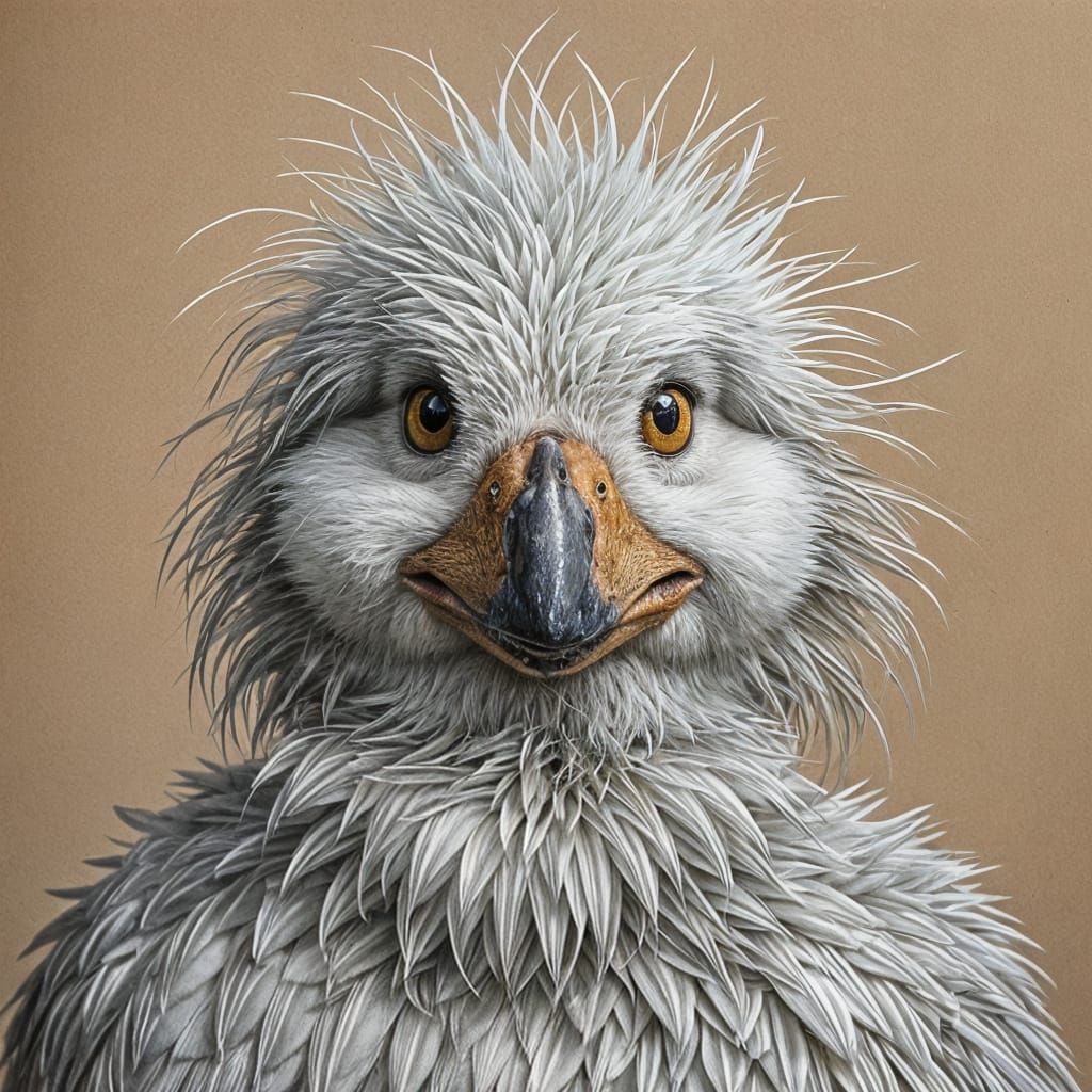 very fluffy duck, funny, caricature, intricately detailed, h...
