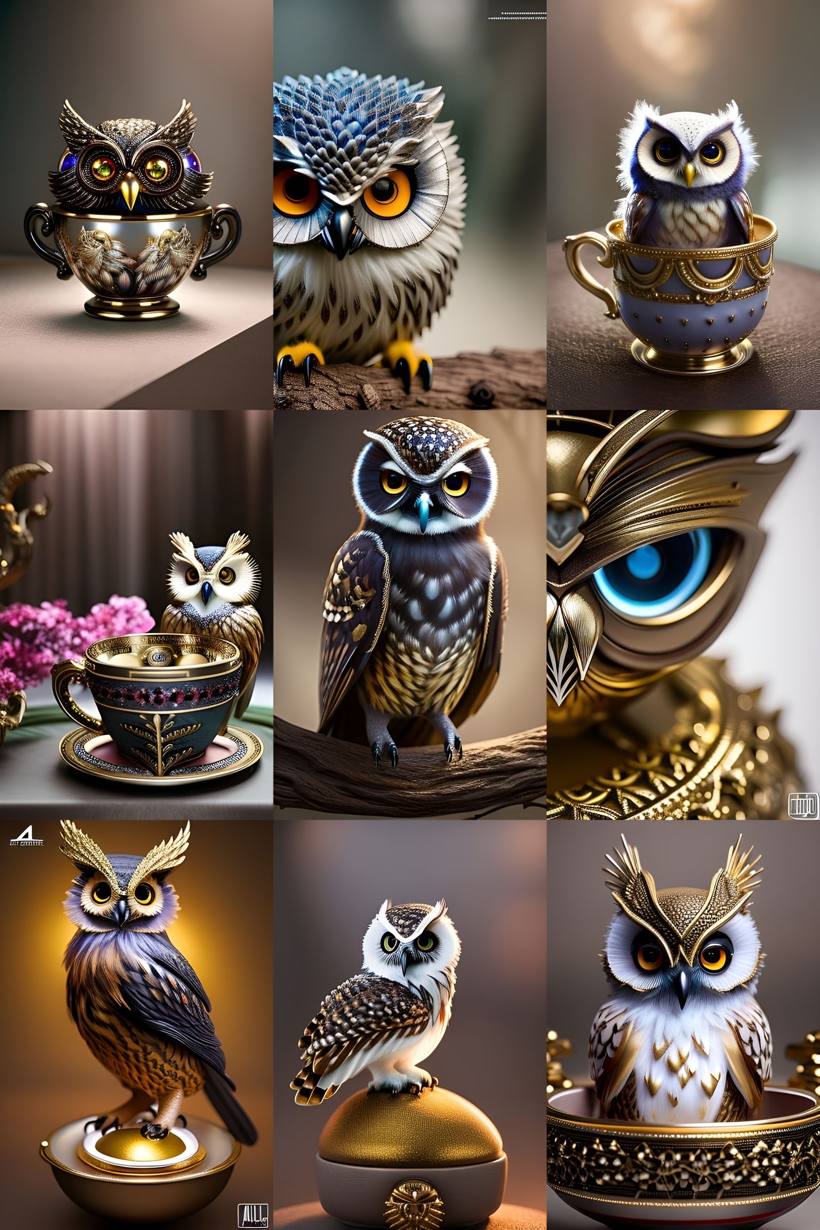 Glowing Owl Throne Room Scene in Dark Fantasy Style