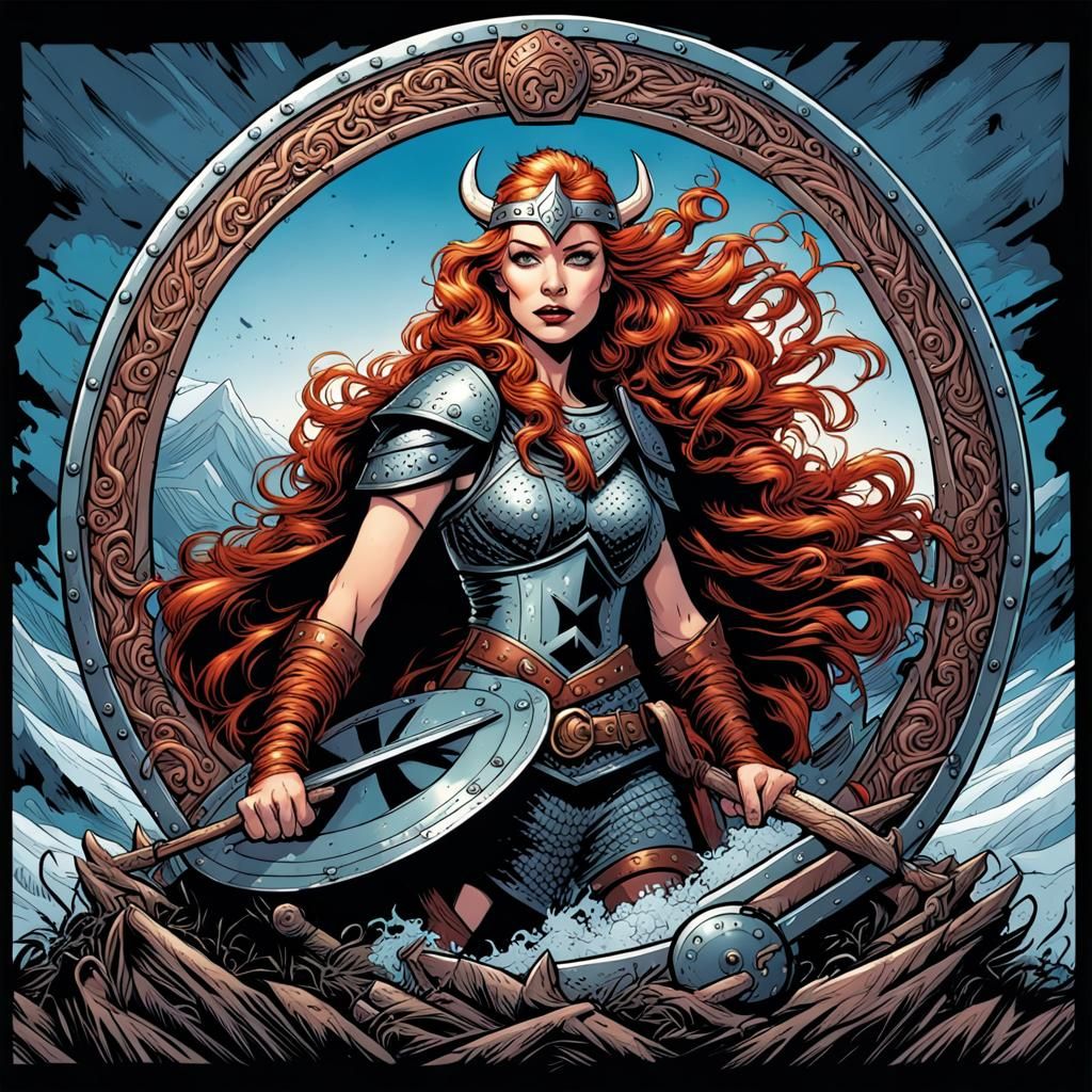 Curly Redhead Viking Shield Maiden Princess Ai Generated Artwork Nightcafe Creator 0869