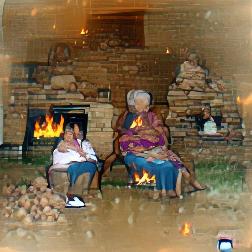 My grandma and your grandma sitting by the fire