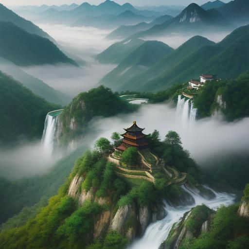 Serene Chinese Landscape Painting of a Wise Man