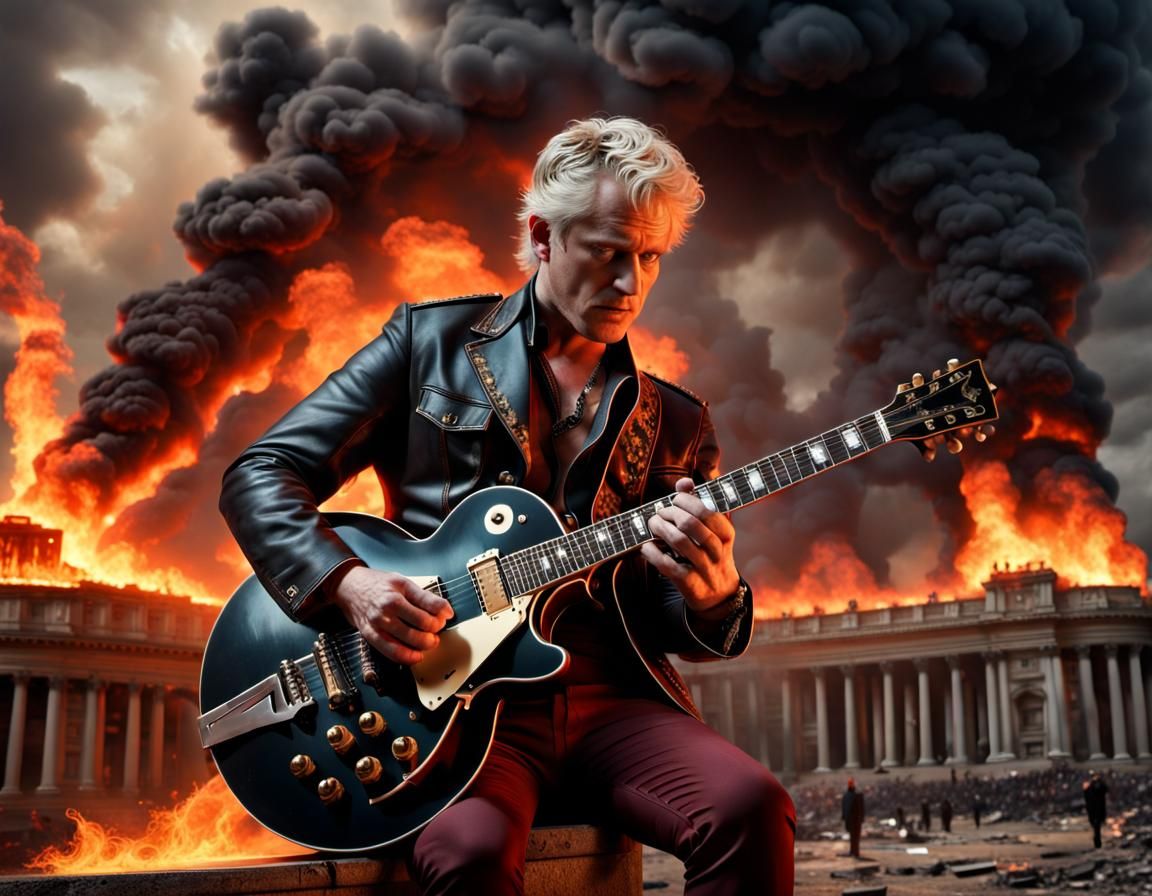 Nero playing a '57 Gibson Les Paul while Rome burns, Epic ci...