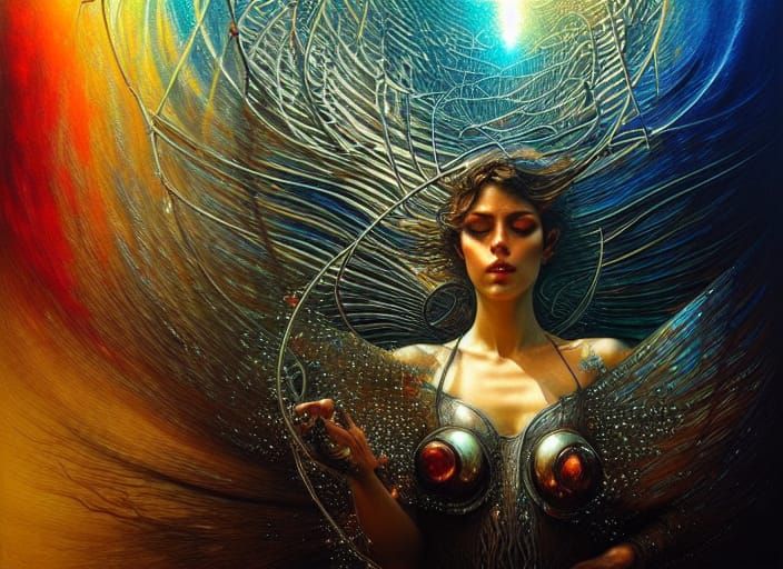 "electricity" by Karol Bak and Casey Baugh, hyper-detailed, ...