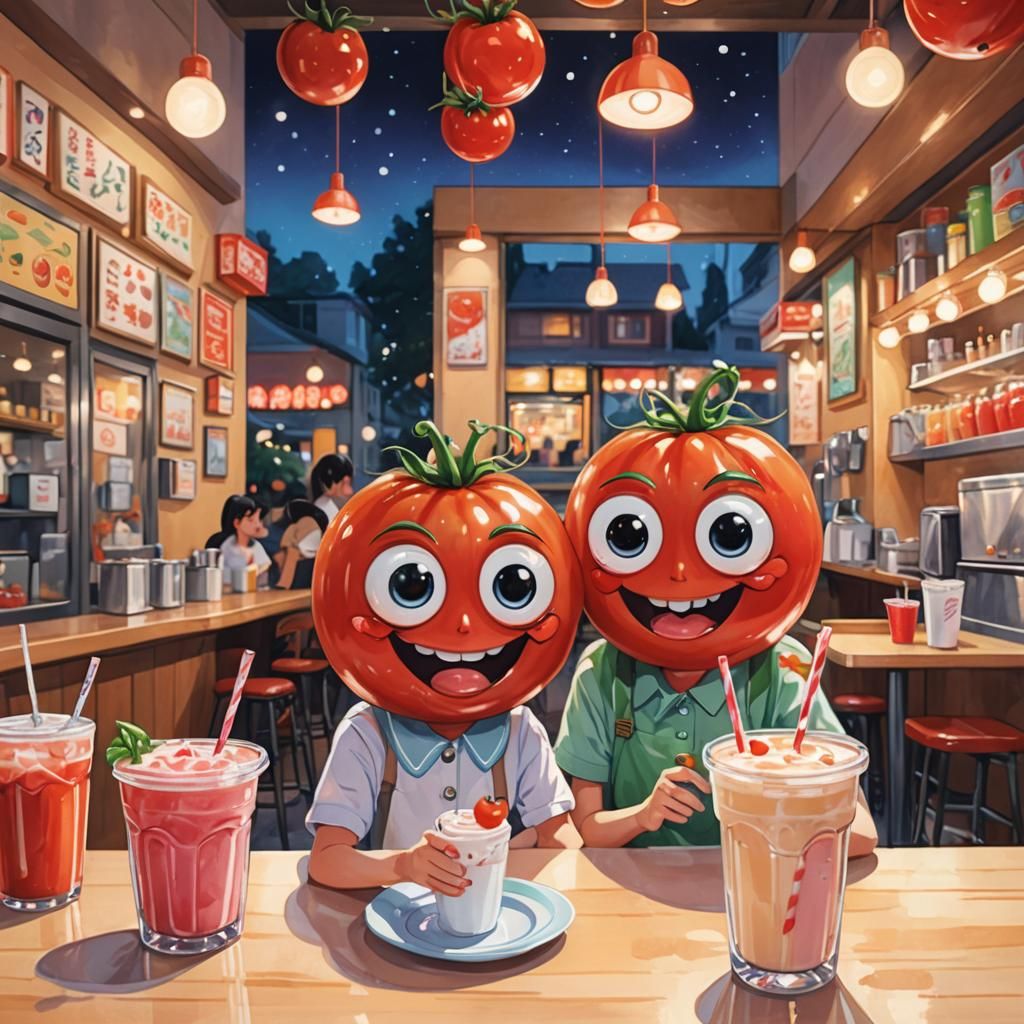 עגבניות שותות שייק עגבניות