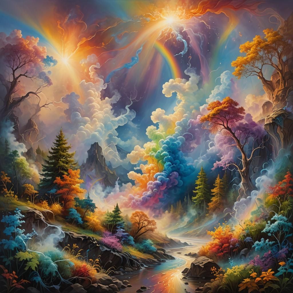 A world of rainbows and smoke  by @Fungidelight