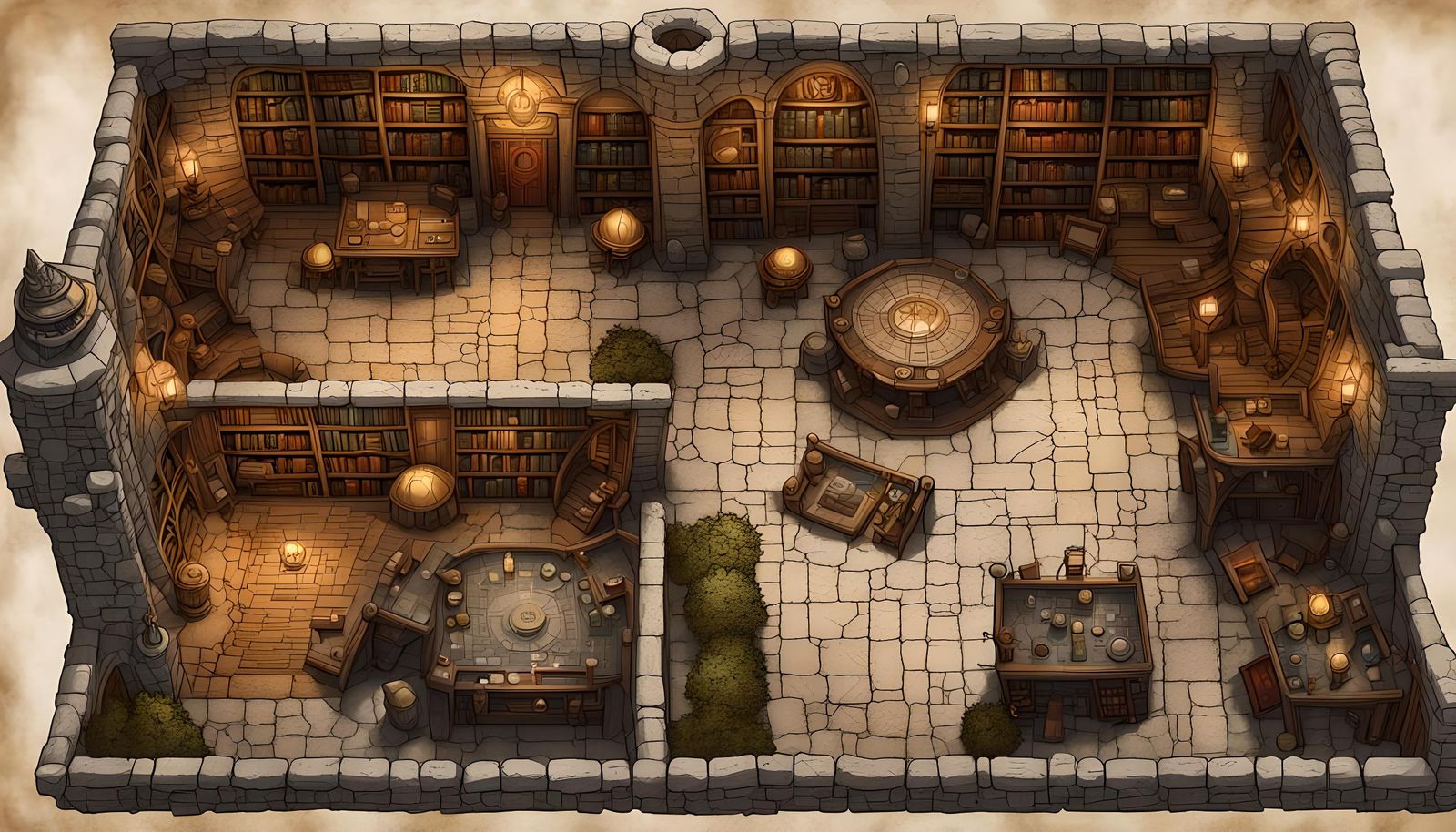 Small library D&D Map - AI Generated Artwork - NightCafe Creator