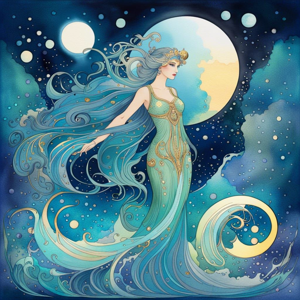 Sea goddess at night - AI Generated Artwork - NightCafe Creator