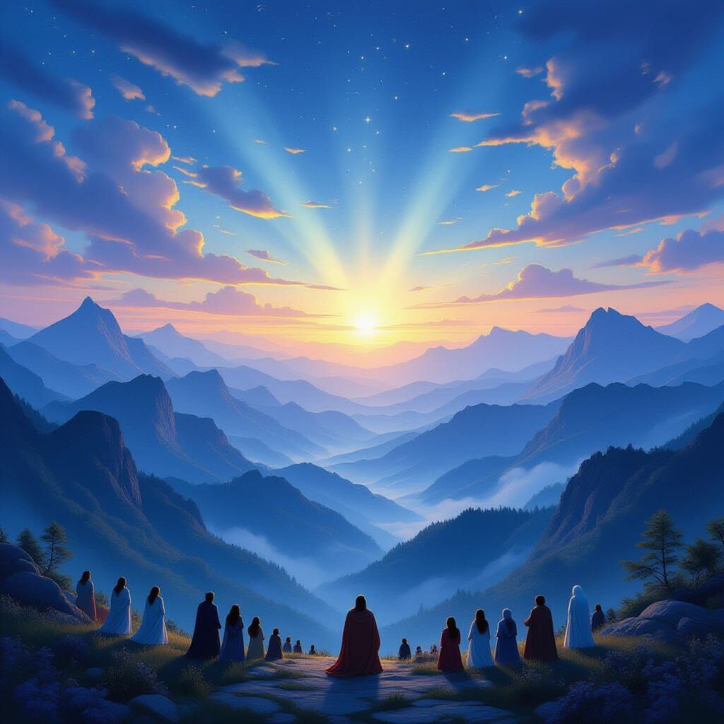 Spiritual Mountain Landscape of Hope and Empathy
