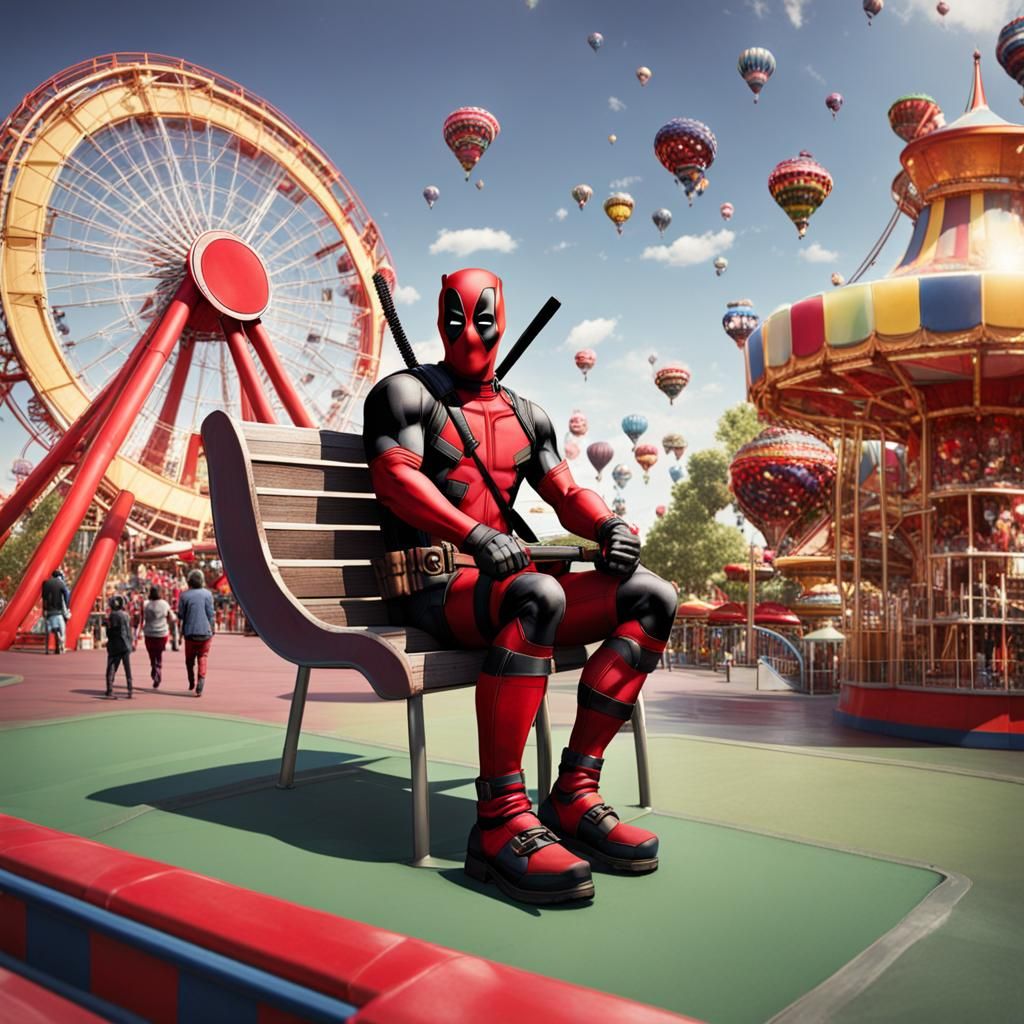 Deadpool at Amusement Park   by @Kayanna