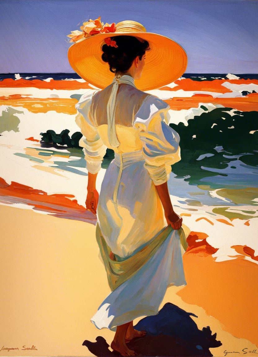 a woman, by Joaquin Sorolla, Amazing, Luminism, Vibrant, Hig...