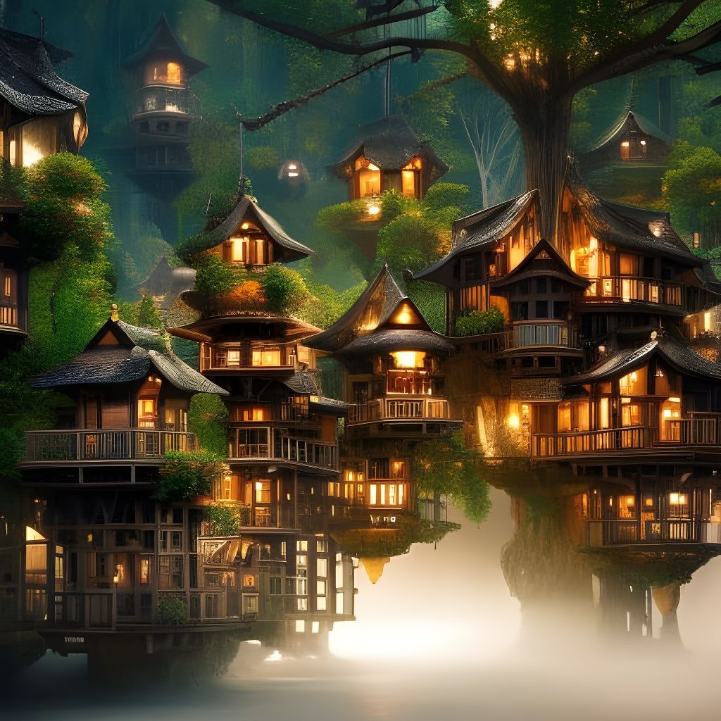 Misty forest village AI Generated Artwork NightCafe Creator