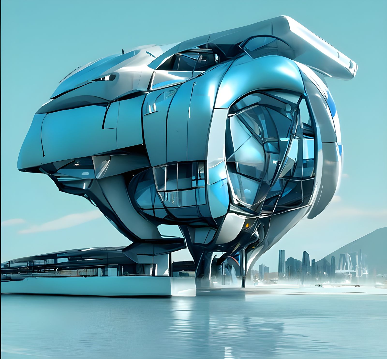 futuristic sci-fi building, house. start image generated with craiyon ...