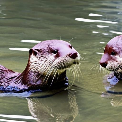 Otter families cute adorable, Storybook realism fantastical ...