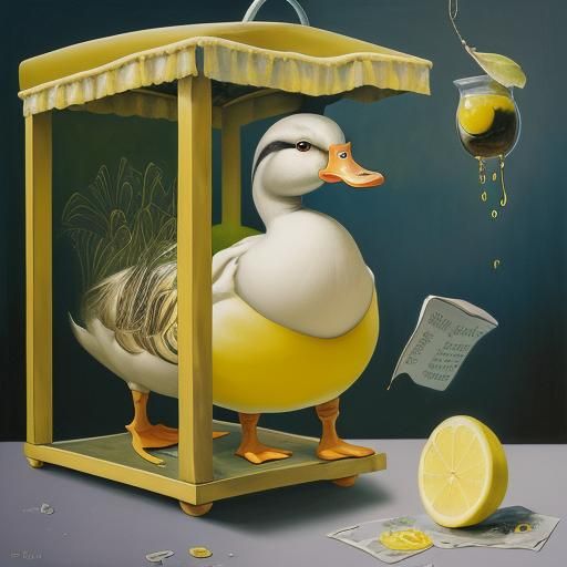 Duck in the lemonade stand creepy AI Generated Artwork NightCafe Creator