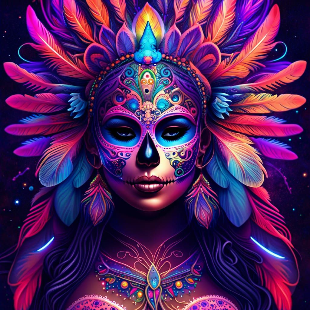 Cosmic sugar skull. - AI Generated Artwork - NightCafe Creator