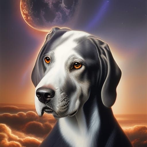 face of the spirit of a Great Dane in sky