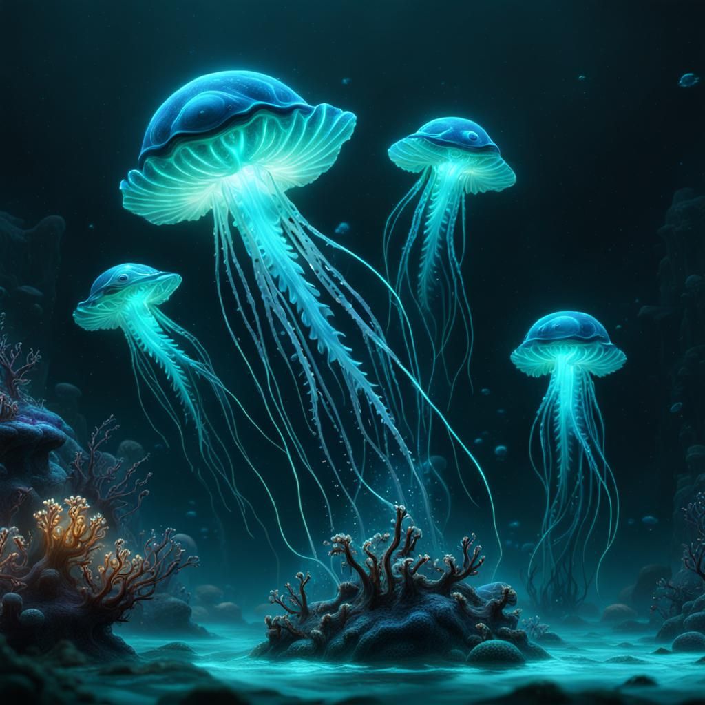 Bioluminescent creatures - AI Generated Artwork - NightCafe Creator