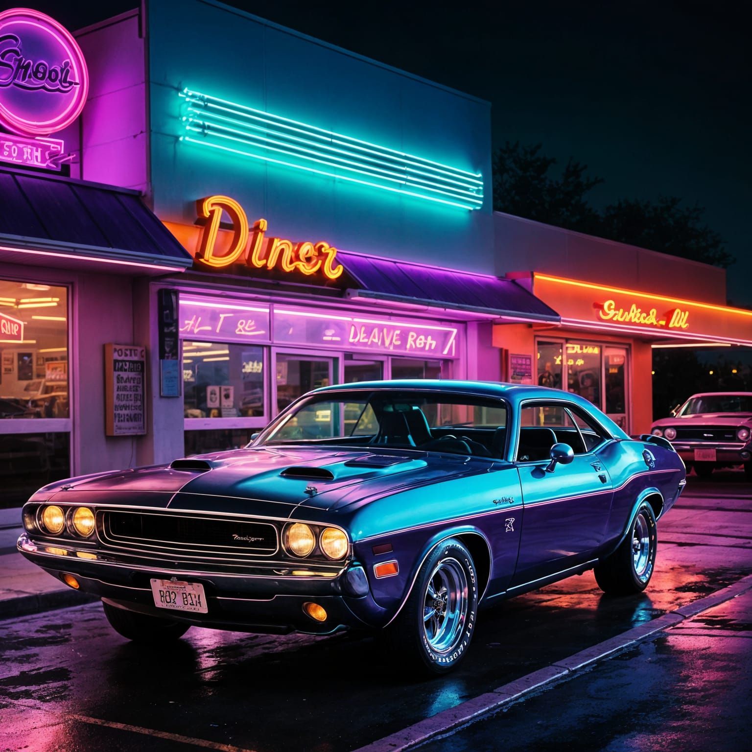 1970 Dodge Challenger R/T, deep metallic purple   by @Komondor