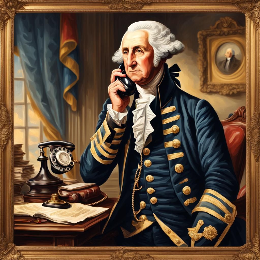 George Washington talking on the telephone