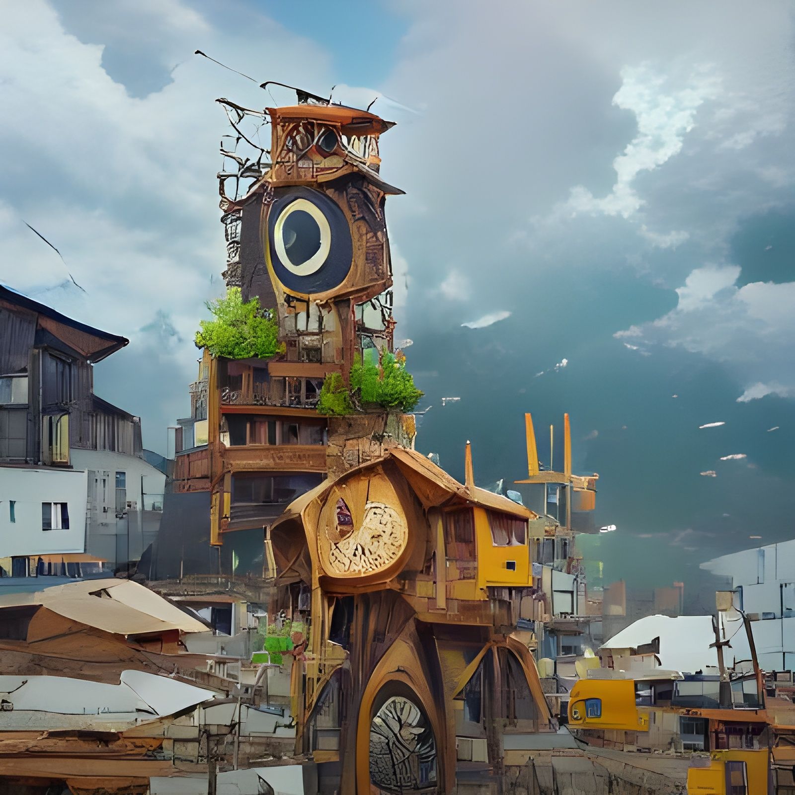 rust town clock tower