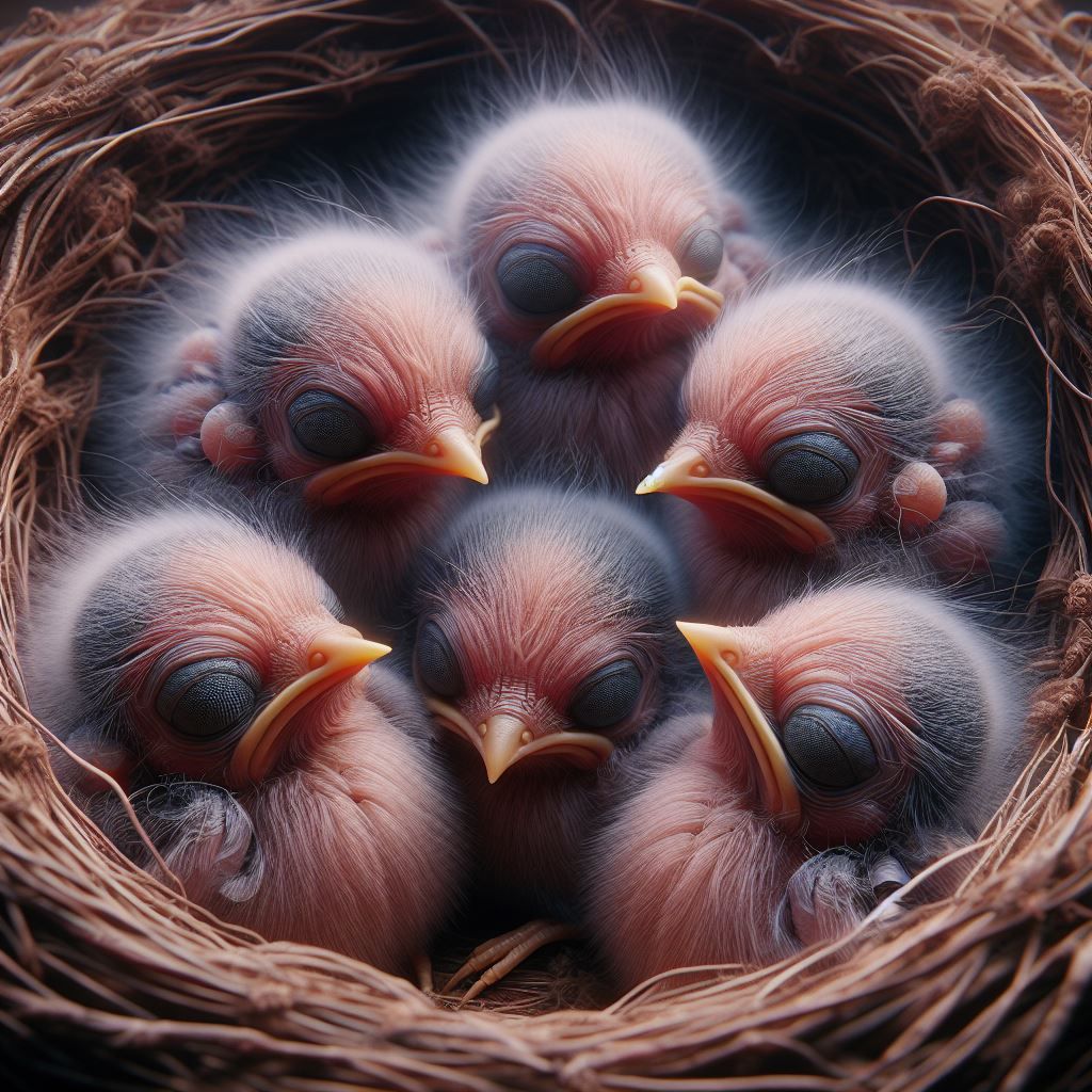 6 baby birds