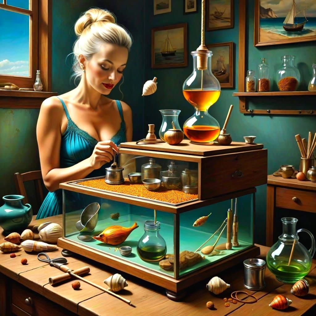 Eccentric Lady in Vibrant Surrealistic Scene