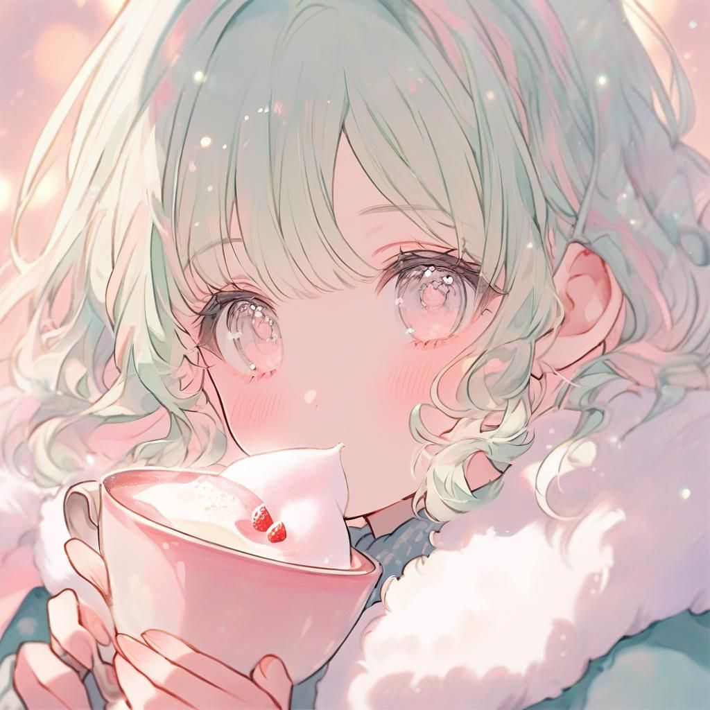 Anime Girl with Mochi and Hot Cocoa