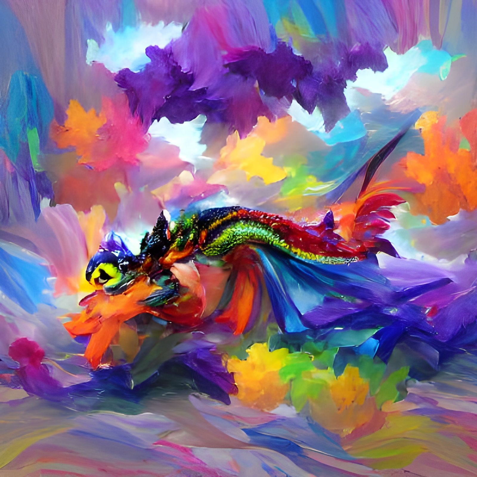 colourful impressionist dragon