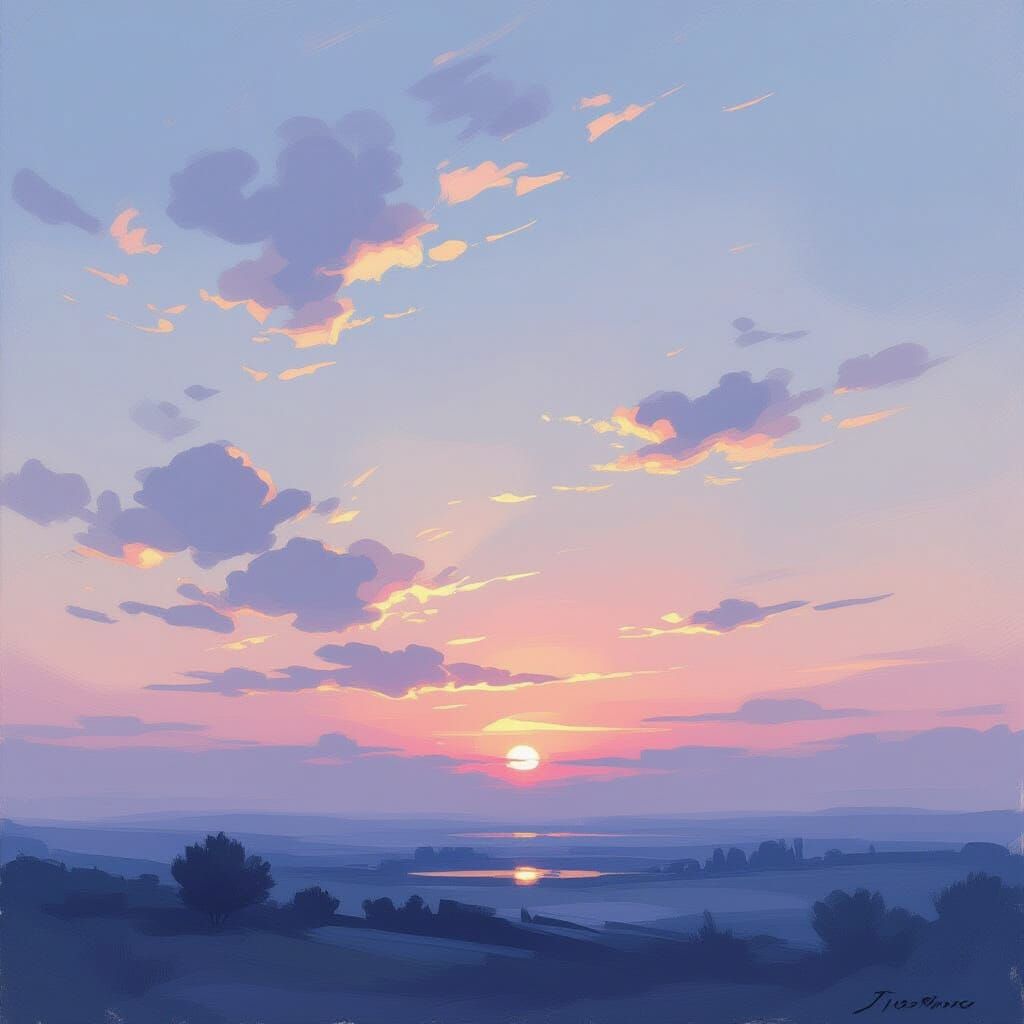 Ethereal Sky Panorama with Golden Hour Light