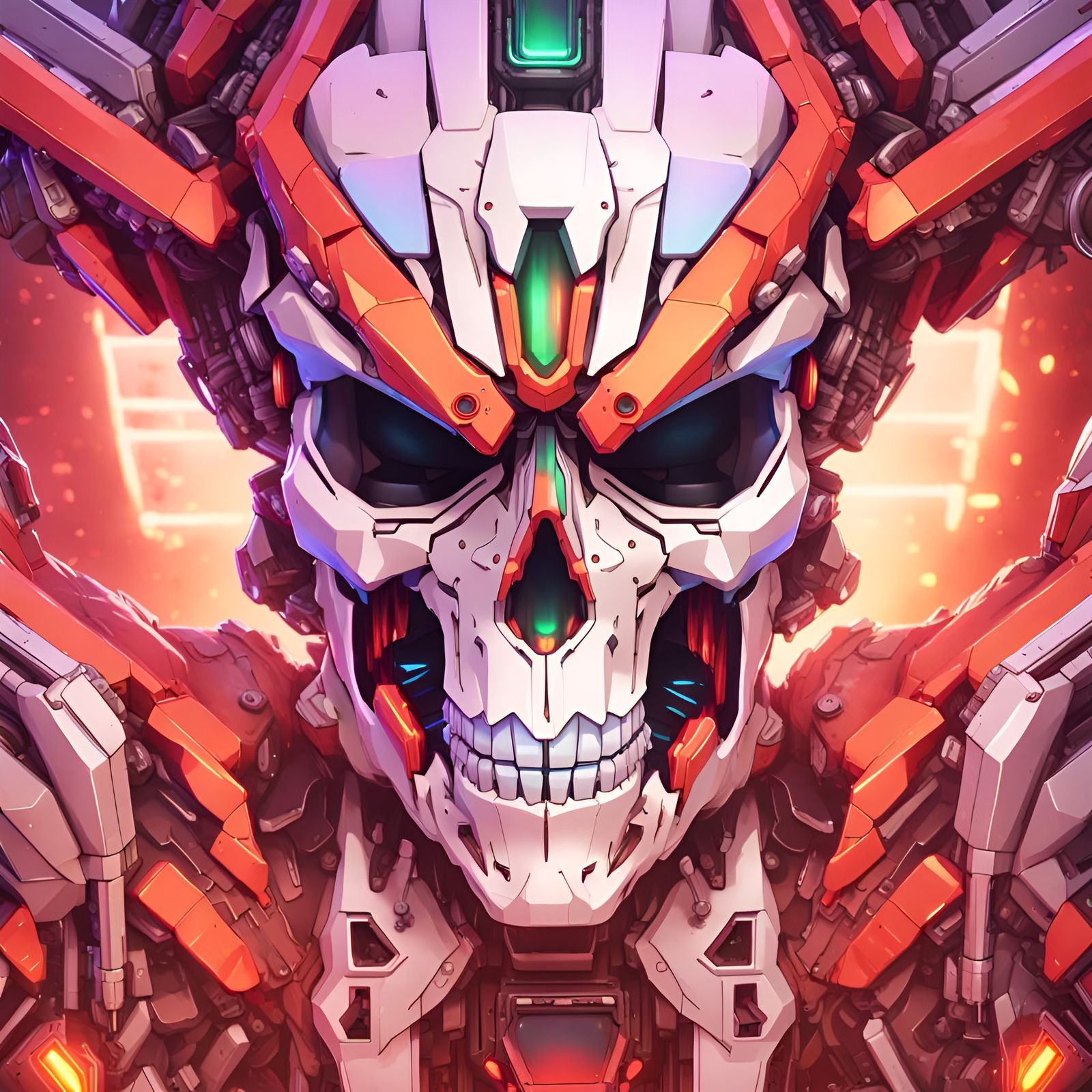 Death metal logo illustration depicting an Evangelion robot skull full ...