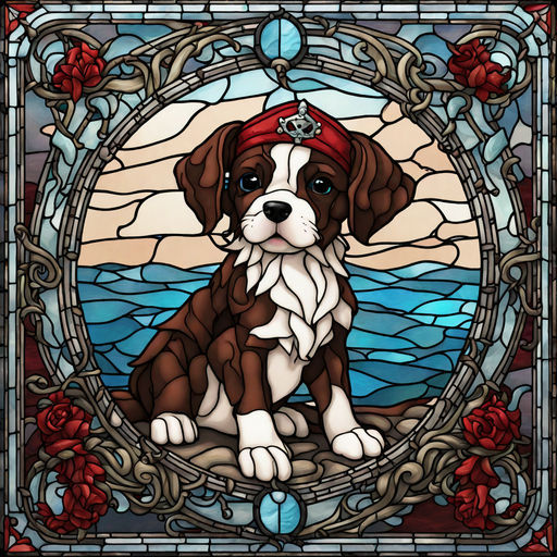 Stained Glass Puppy Pirate