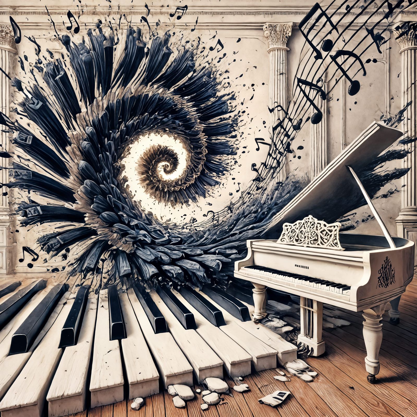Piano mural surreal   by @Nathalie 