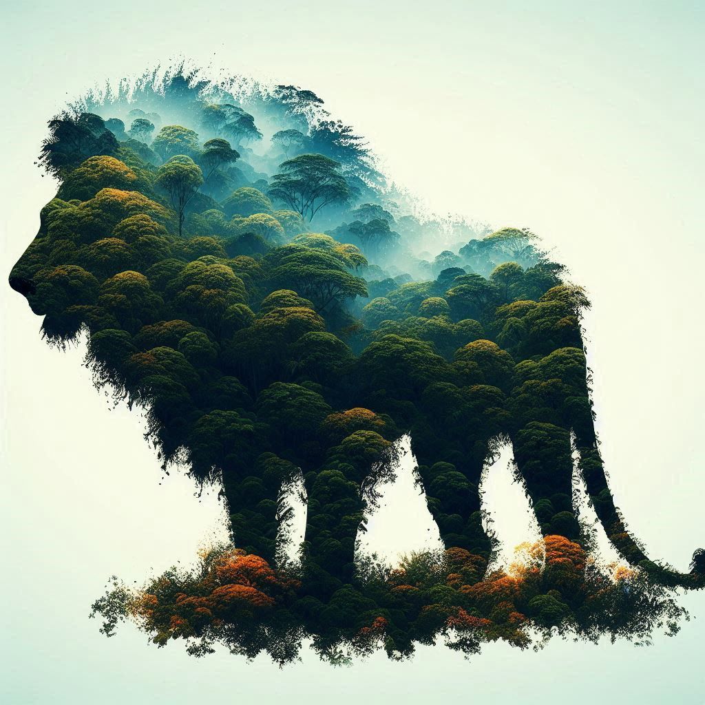 double exposure beautiful fantasy DALL-E 3 portrait landscap...