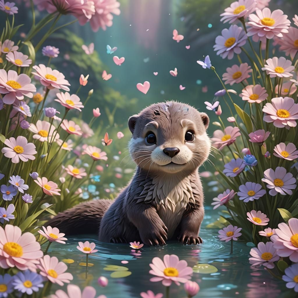 Petty baby otter   by @Kelzz