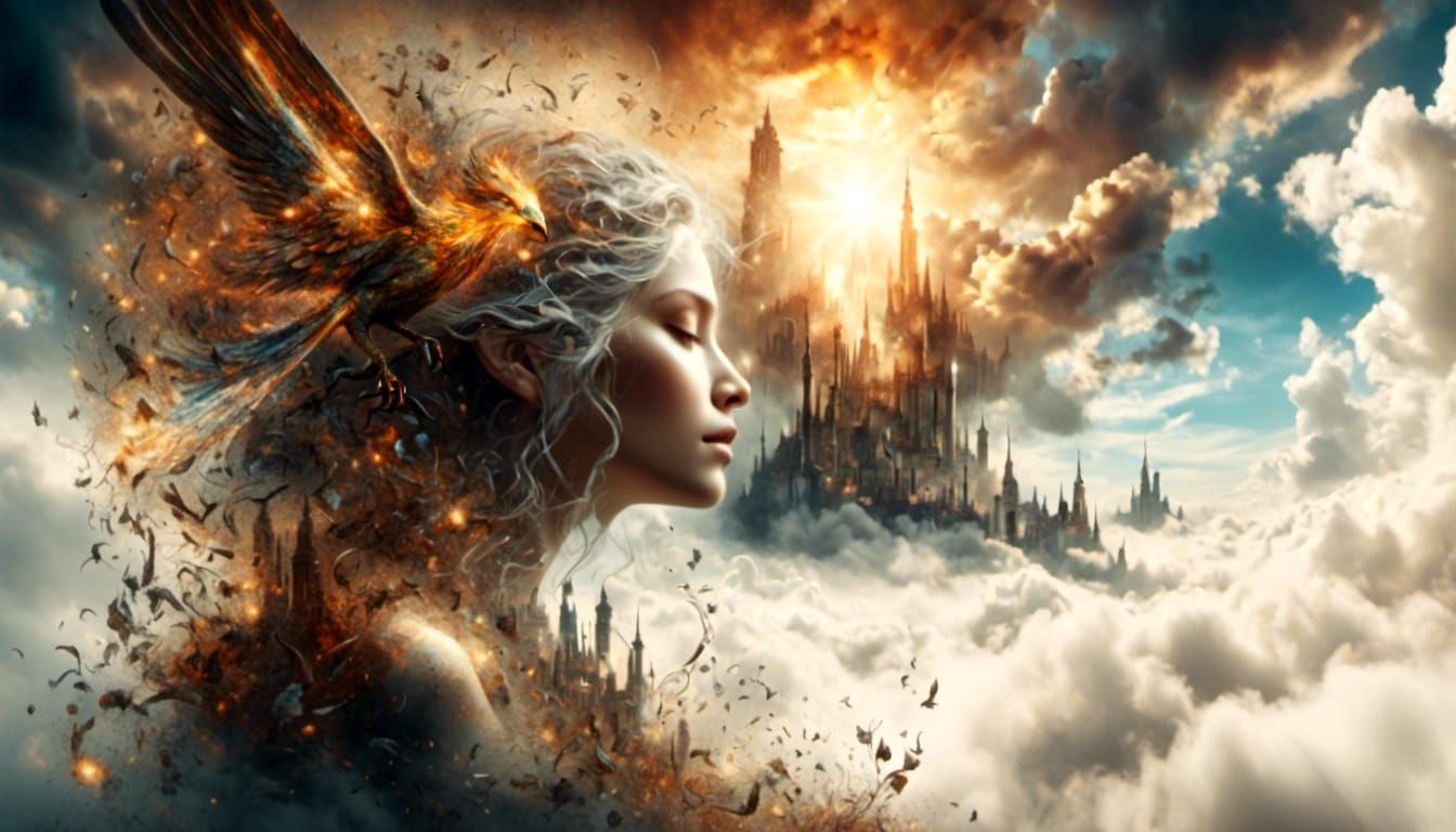 Divine Being Emerges in Heavenly Landscape