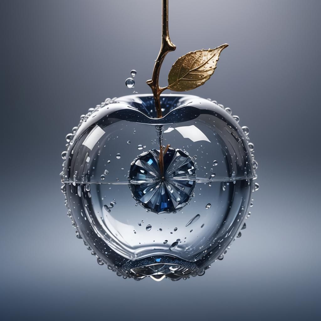 (One:1.5)beautiful crystal apple , intricately crafted, trap...