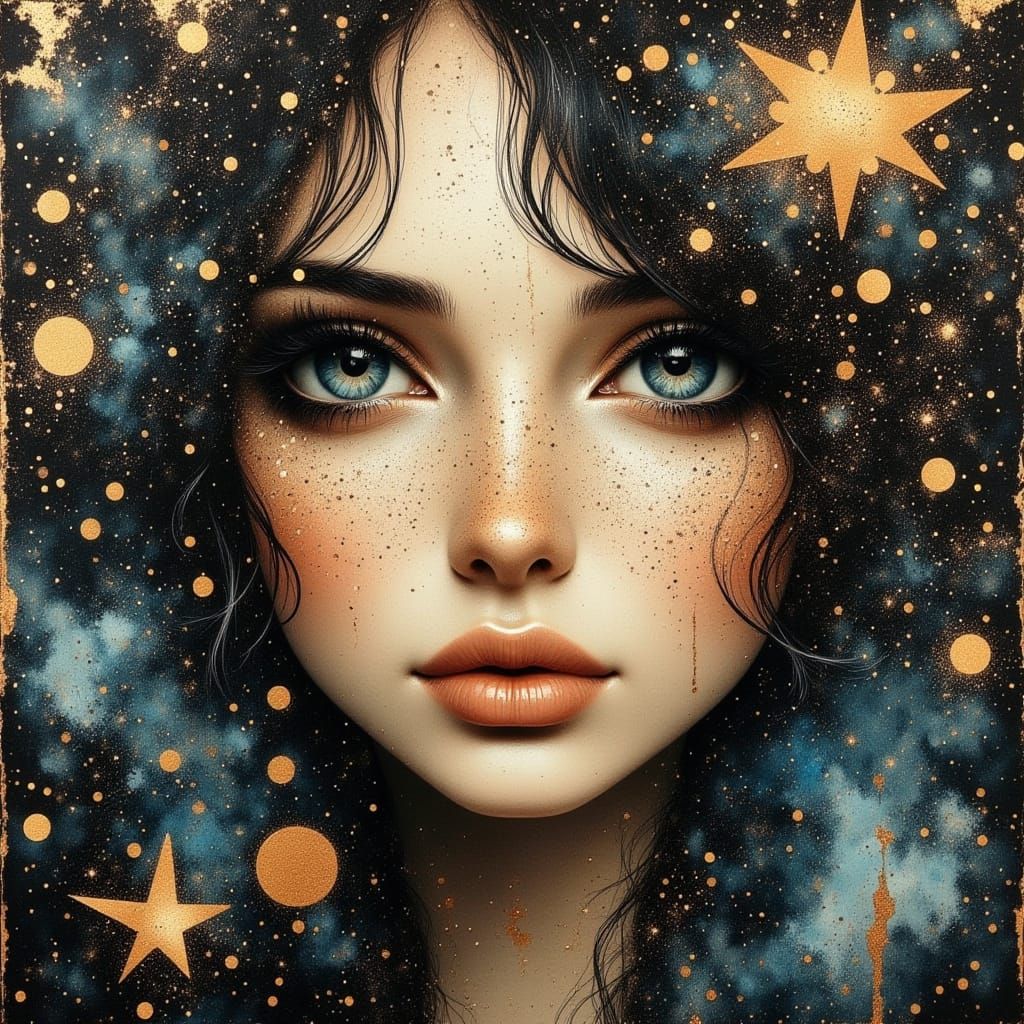Galactic Goddess with Expressive Eyes