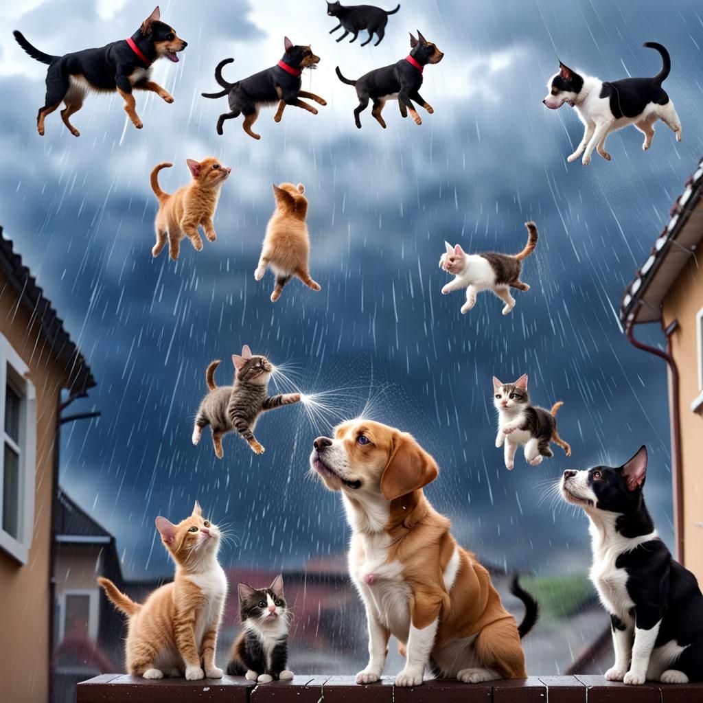 Its Raining Cats and Dogs - AI Generated Artwork - NightCafe Creator