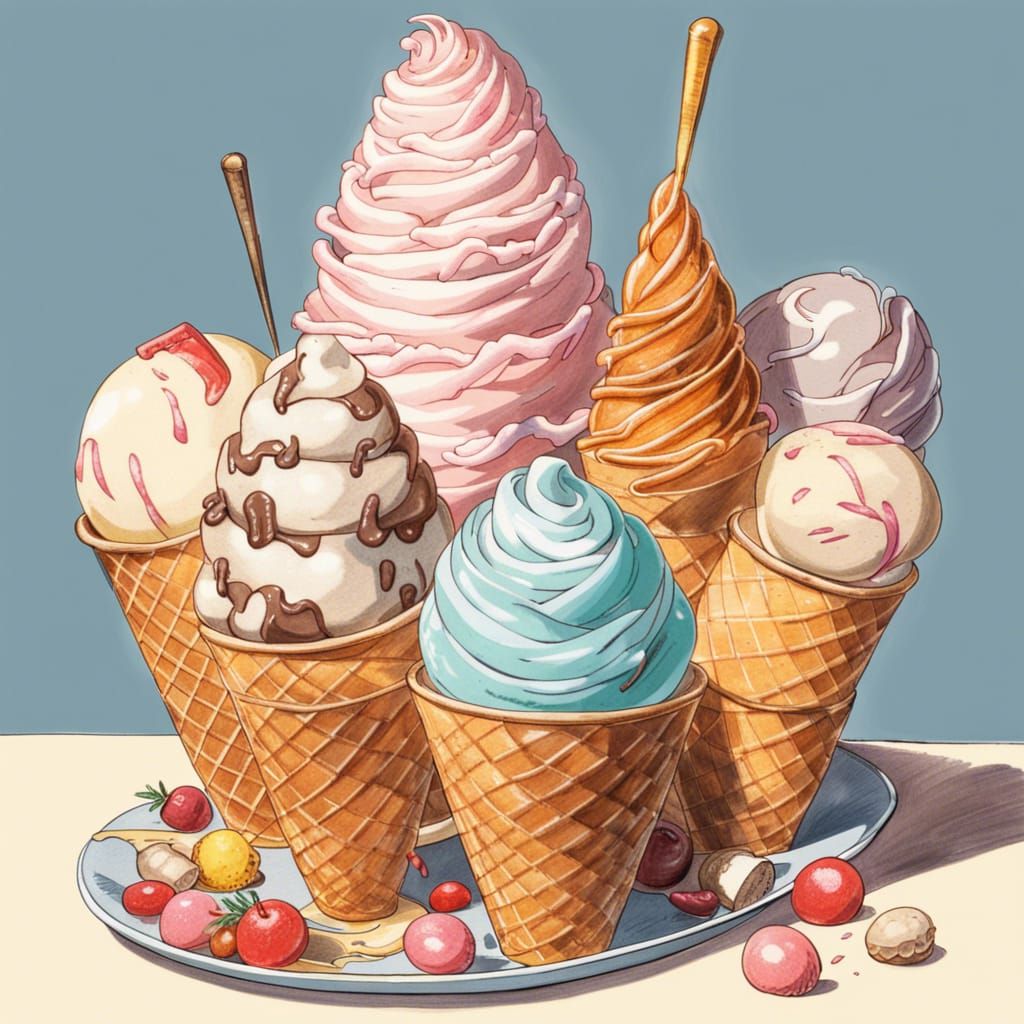 Ice cream, chocolate sauce, cup, anime food, dessert, Anime, HD wallpaper |  Peakpx