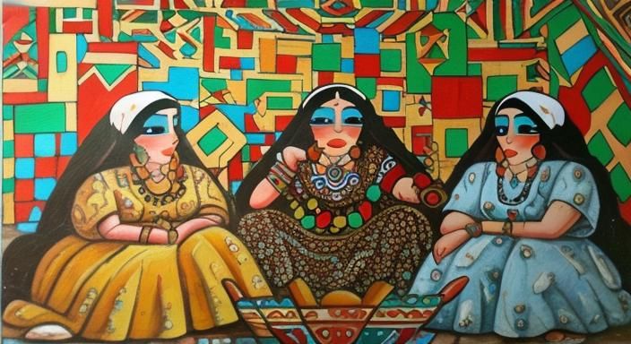 <lora:Ahmed Salah Bara:1.0> oil painting, naive art, full bo...