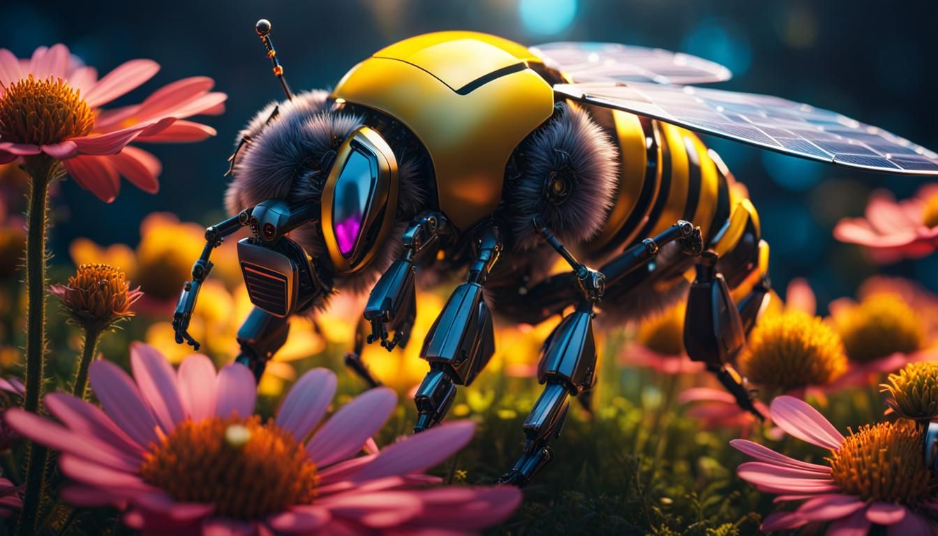 Robot Bee With Robotic Wings  by @Other Worldly