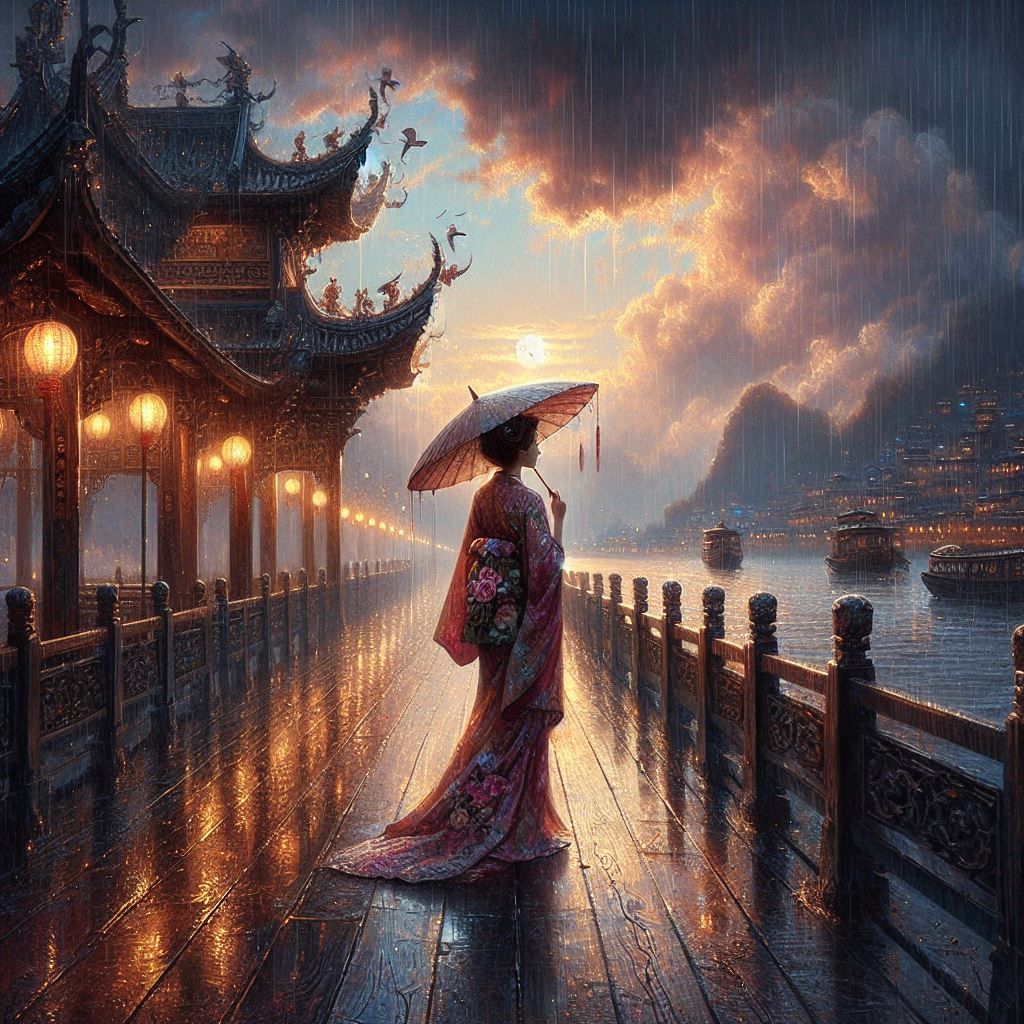 Dockside Stroll in Japan. Don't Mind the Rain