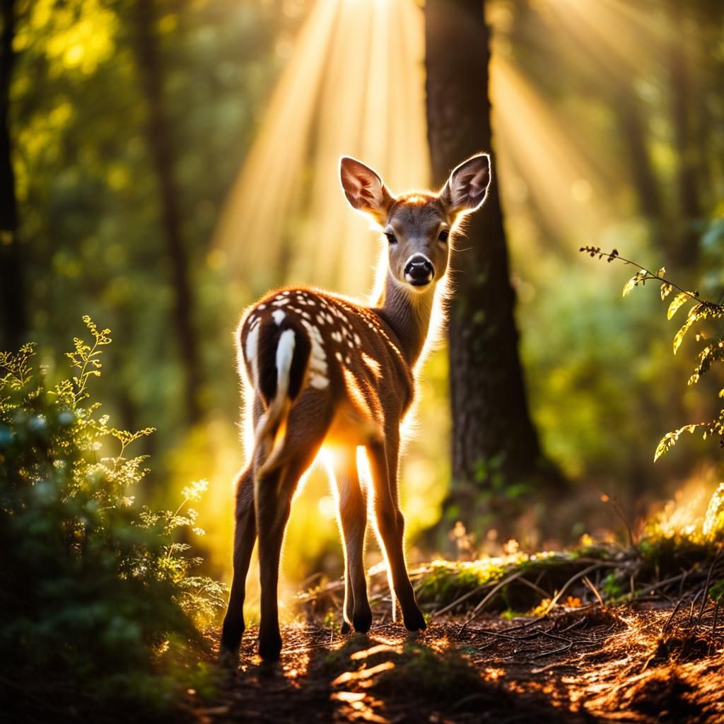 cute baby deer in woodland 1  by @Kallistratia