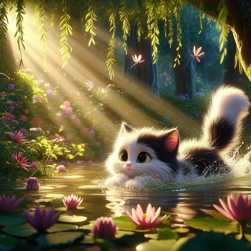 Miyuki Frolicks in the stream - Disney Style