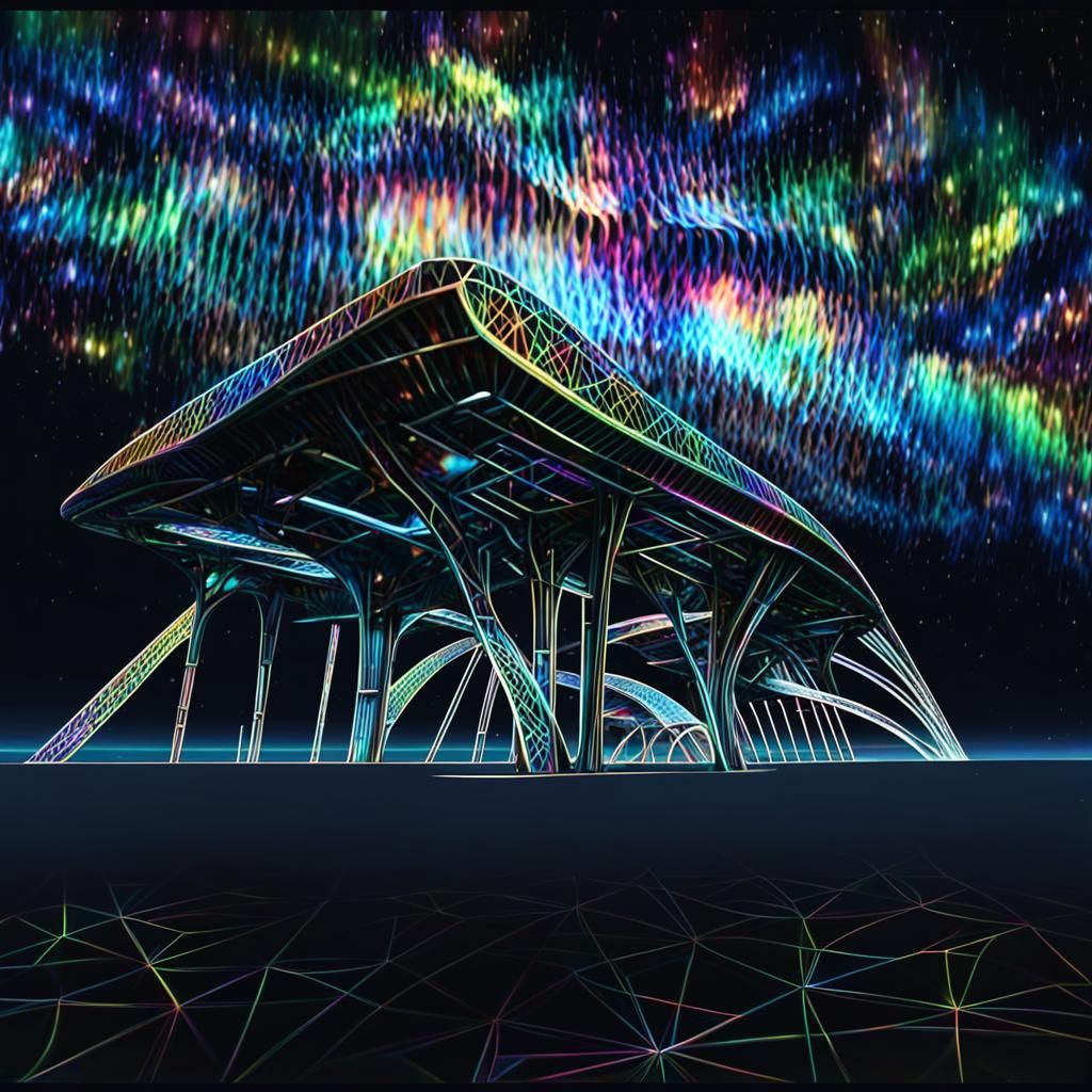Alien Megastructure on Moon with Rainbow Bridge