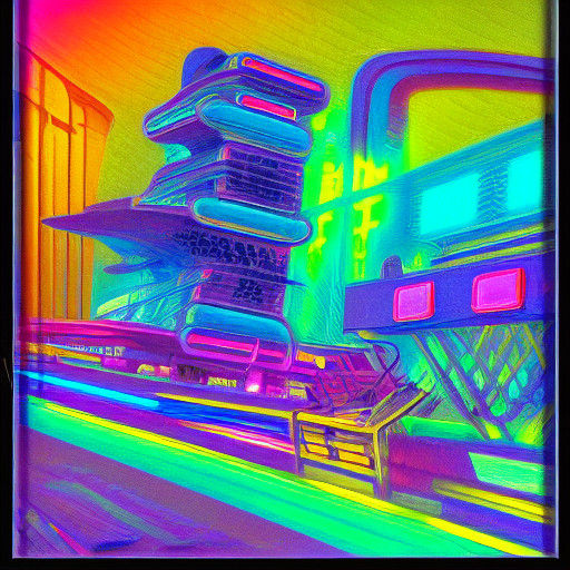 Symmetrical Futurism in Neon Hues and Metallic Sheen