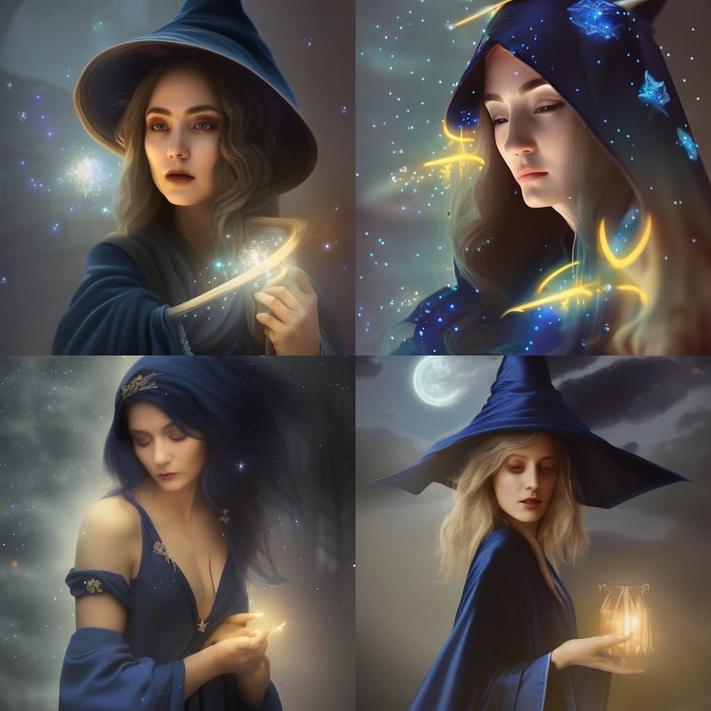 Seider witch beautiful with midnight blue starry robes