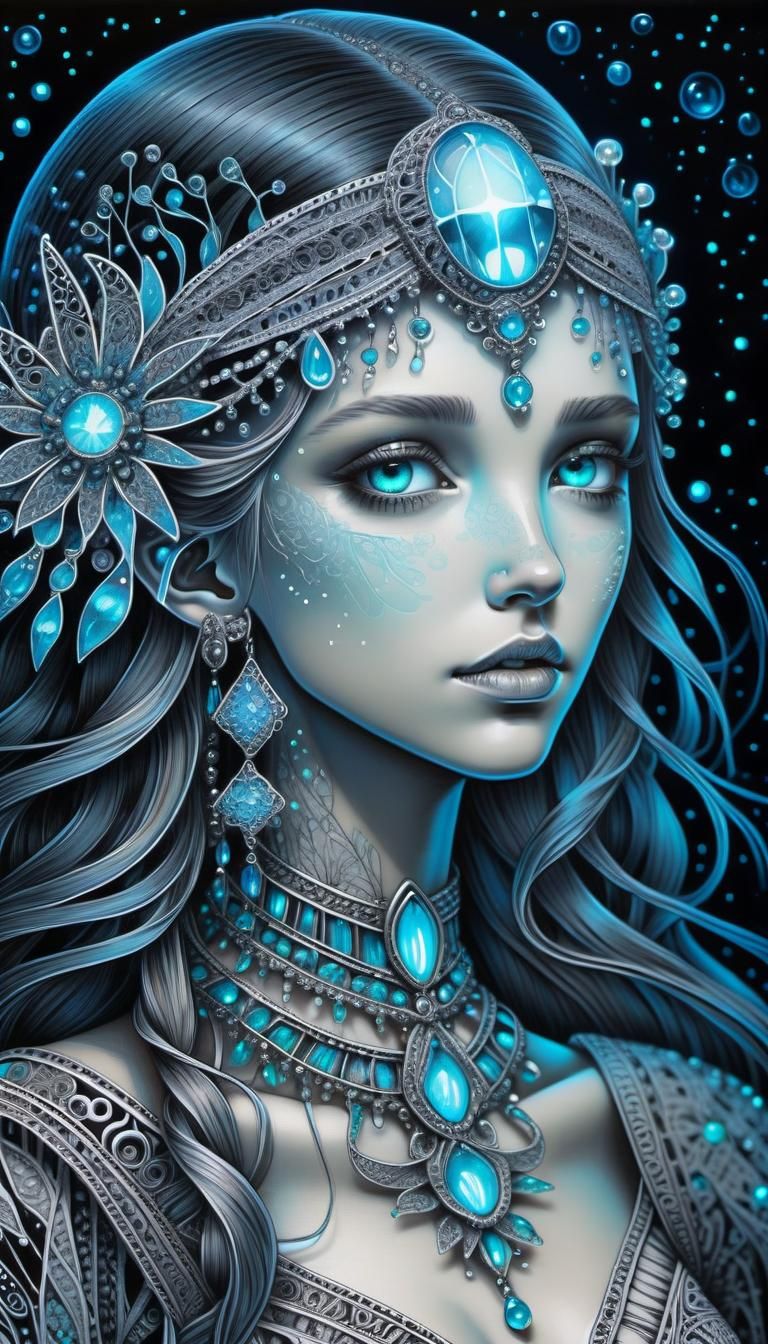 Bioluminescent Realistic ultradetailed Zentangle Stunning Be...